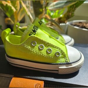 Converse Baby Size 5 Neon Green Slip-On Canvas Sneakers